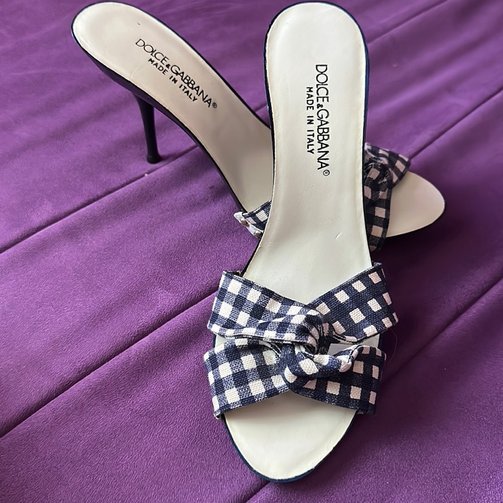 DOLCE & GABBANA checkers-print Heeled Mules